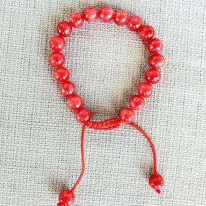 New Red Jade Adjustable Rope Pull Bracelet.